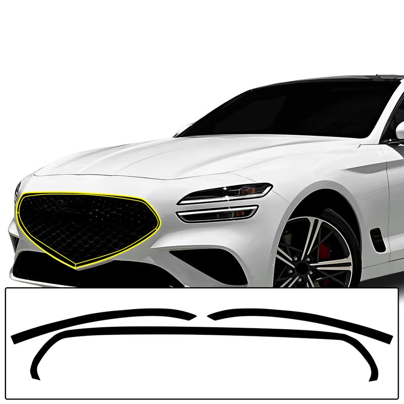 BOGAR TECH DESIGNS Front Chrome Delete Overlay Film Compatible with Genesis G70 20222025 Gloss Black